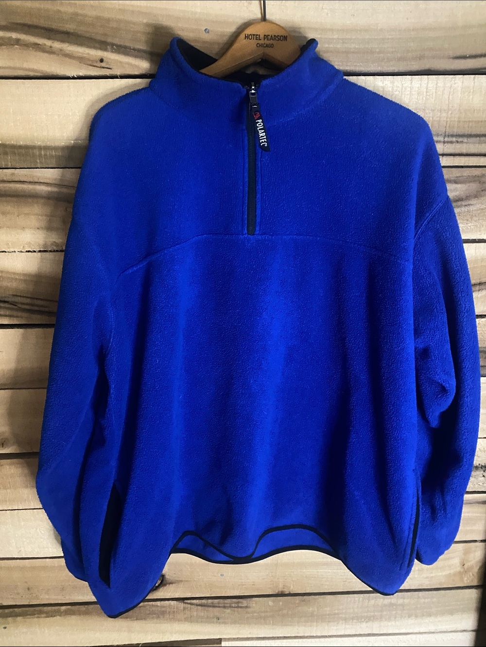 Eddie Bauer Men's polartec royal Blue quarter Zip Fleece Pullover sweater XL